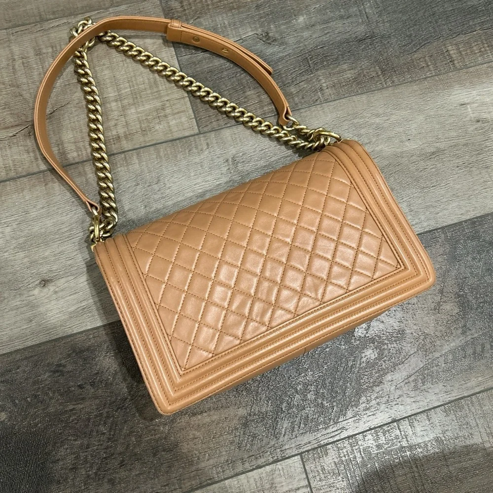 Chanel Camel Quilted Lambskin Boy Bag - Picture 6 of 15